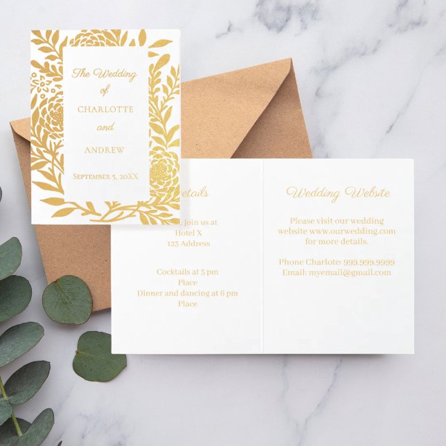 Carte Dorée Wedding gold botanical website details luxury (Créateur téléchargé)