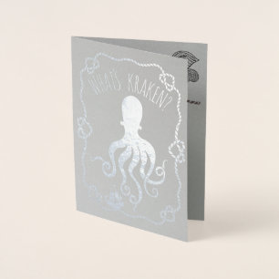 Carte Dorée Whats Kraken Funny jeu de mots nautiques   Vous av