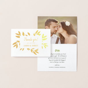 Carte Dorée Wilers Wreath Mariage Merci Real Gold Foil