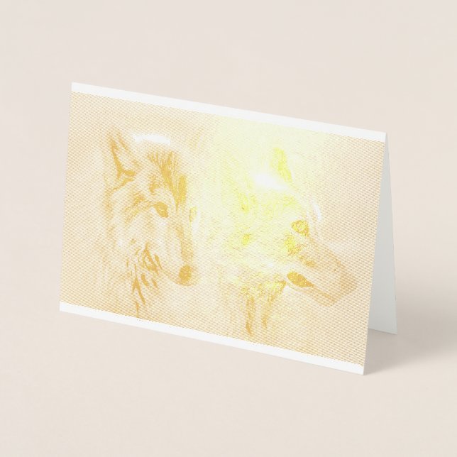 Carte Dorée Wolf Howl Vie sauvage Arbres animaux Destiny Desti (Devant)