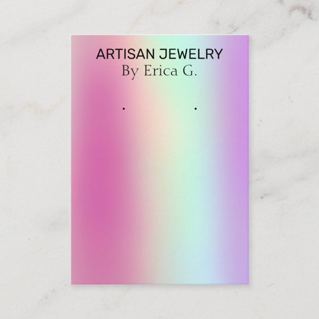 Carte d'oreille Holographique moderne couleur néon (Devant)