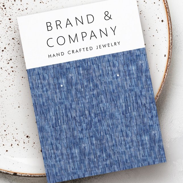 Carte d'oreille motif denim bleu moderne (Modern blue denim pattern earring card)