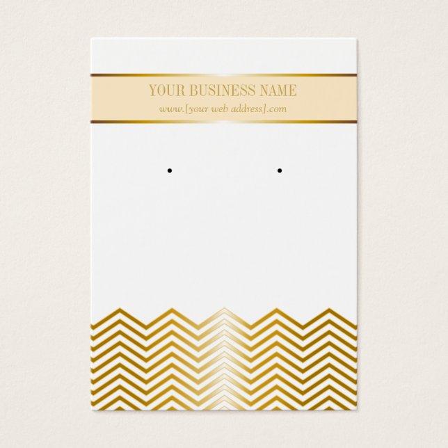 Carte d'oreille personnalisée Cream Gold Chevron (Devant)
