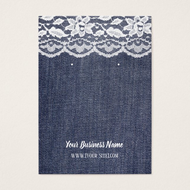 Carte d'oreille personnalisée Denim Lace (Devant)