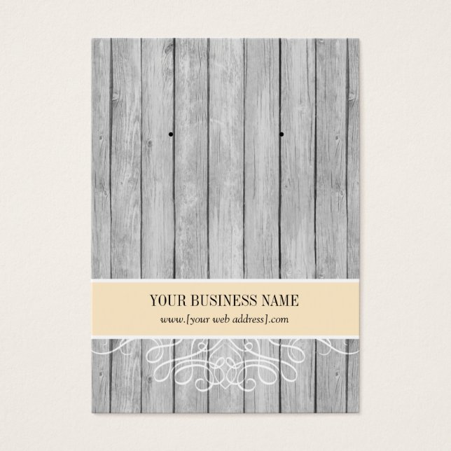 Carte d'oreille personnalisée en bois rustique crè (Devant)