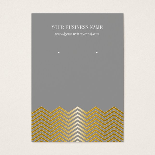 Carte d'oreille personnalisée Gray Gold Chevron (Devant)