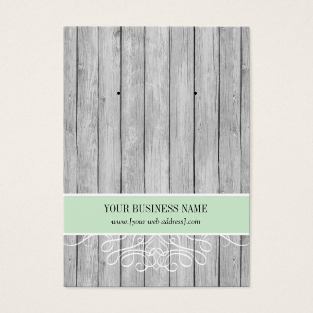 Carte d'oreille personnalisée Mint Green Rustic Wo (Devant)