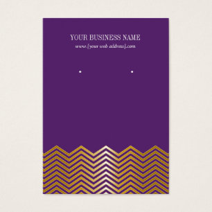 Carte d'oreille personnalisée Purple Gold Chevron