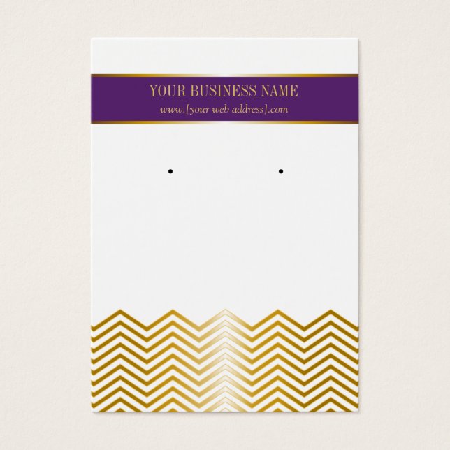 Carte d'oreille personnalisée Purple Gold Chevron (Devant)