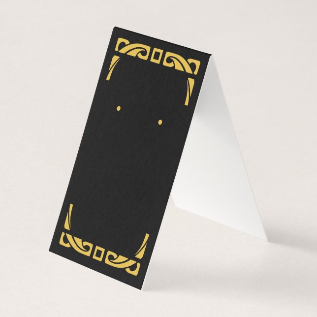 Carte d'oreille Plié Or & Noir Texte personnalisé (Devant)