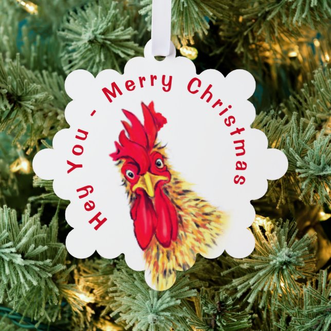 Carte d'ornement de Noël du coq drôle (Insitu (Arbre))