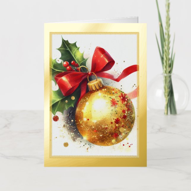 Carte d'ornement de Noël Gold Foil (Recto)