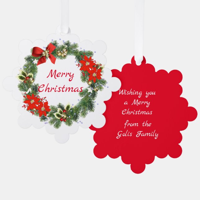 Carte d'ornement en papier de couronne rouge et ve (Recto/Verso)