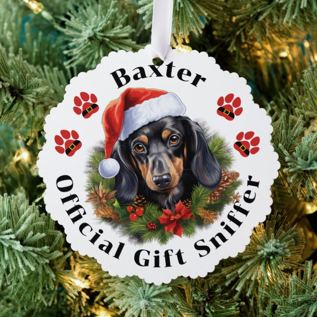 Carte d'ornement en papier de Noël Dachshund (Insitu (Arbre))