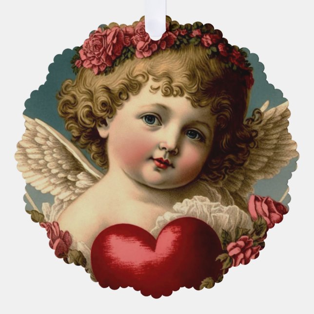 Carte d'ornement en papier Valentine Angel (Recto)