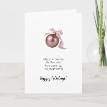 CARTE D'ORNEMENT ROSE POUDRÉE POUR DES FÊTES CHICS