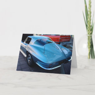 Carte Dos d'une Corvette stingray bleu ciel classique