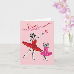 Carte Dotty Dog et Kitty Ballerina Danse Anniversaire
