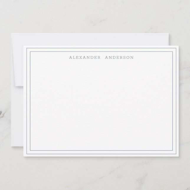 Carte double-bordure gris moderne (Devant)