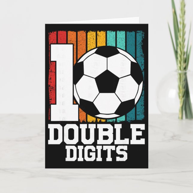 Carte Double Chiffres Foot 10 Ans - 10e Anniversaire  (Devant)