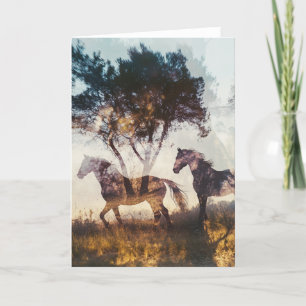 Carte Double exposition Chevaux et arbres Toutes les occ