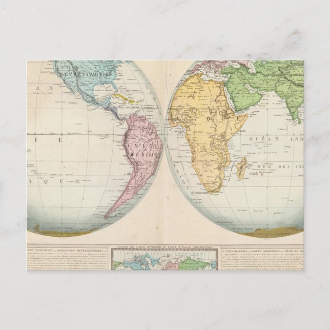 Carte double hémisphère du climat (Devant)