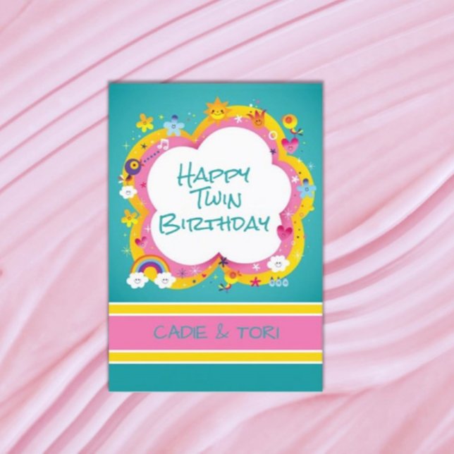 Carte Double plaisir ! Jumeaux personnalisés Anniversair (Créateur téléchargé)