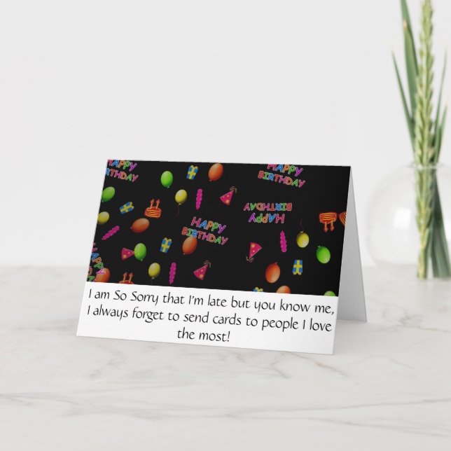 Carte Douce Donc Désolé Trop Tard Joyeux Anniversaire So (Devant)