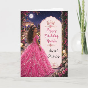 Carte Douce fête de 16 ans sous la lune Princesse Jardin