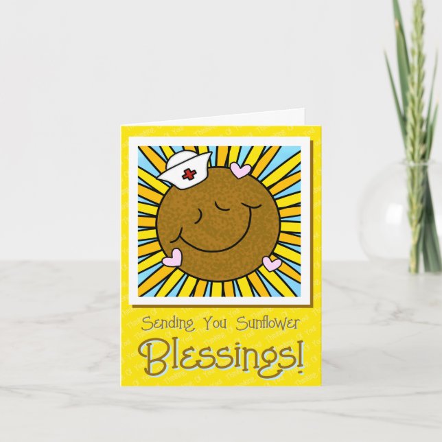 Carte Douce Souriante infirmière de tournesol Se Bien Bi (Devant)