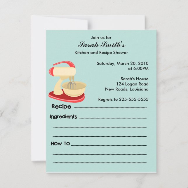 Carte Douche de cuisine et de recette (Devant)