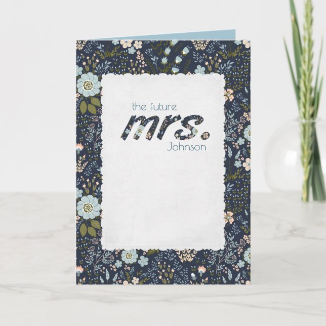 Carte douche nuptiale à motif floral à l'ancienne (Devant)