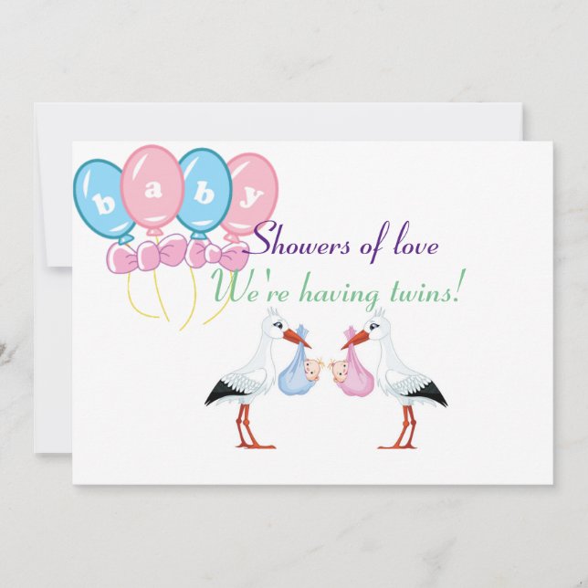 Carte Douches d'amour pour jumeaux (Devant)