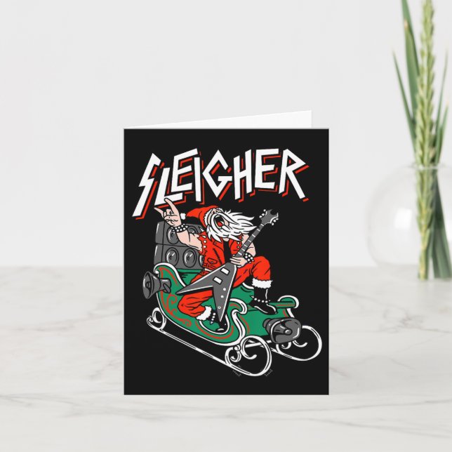 Carte Douille de Noël moche Dormir Lourd Metal Père Noël (Devant)