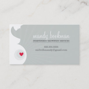 CARTE DOULA MIDWIFE grise du coeur du ventre encei
