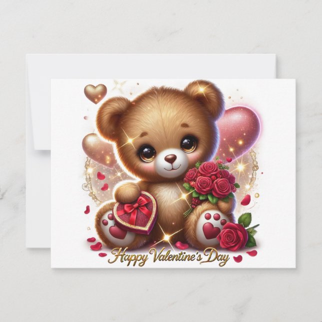 Carte d'ours à thème pour la Saint-Valentin (Devant)