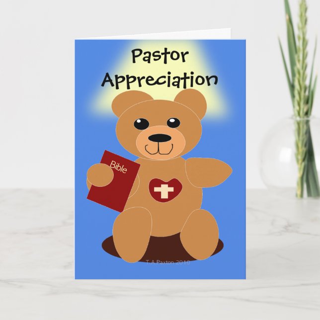 Carte d'ours de bible d'appréciation de pasteur (Devant)