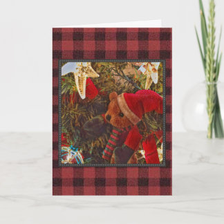 Carte d'ours de Noël de plaid