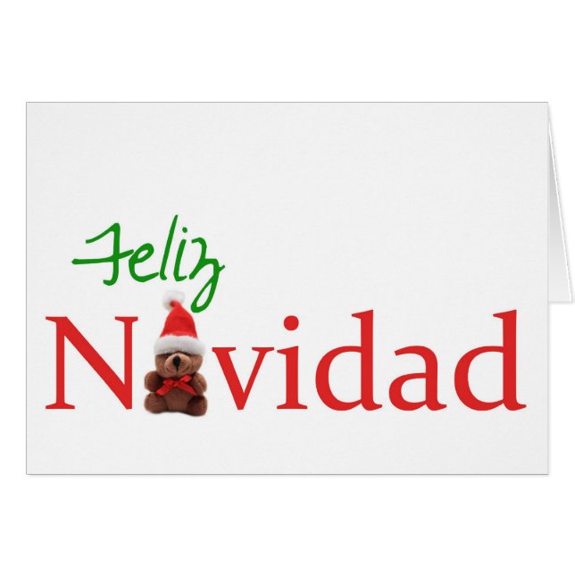 carte d'ours de Noël Feliz en espagnol (Devant horizontal)