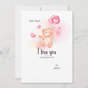Carte d'ours en peluche de Valentine