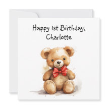 Carte d'ours en peluche mignonne avec poème d'1er