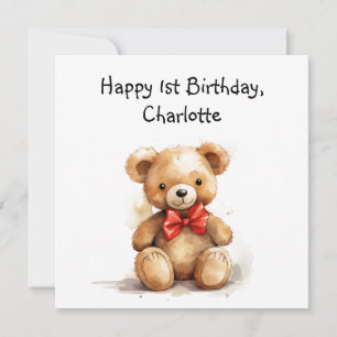 Carte d'ours en peluche mignonne avec poème d'1er 