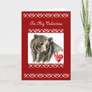 Carte d'ours gris d'ami de Valentine