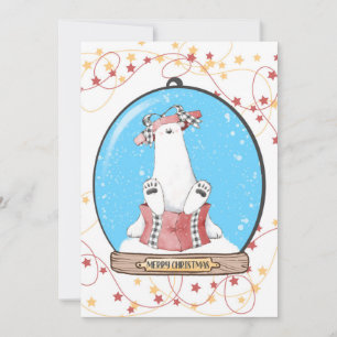 Carte d'ours polaire de Noël du Globe des neiges