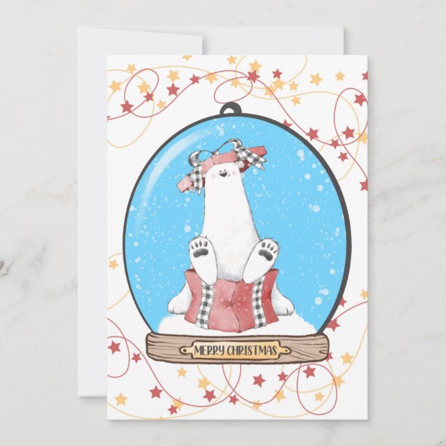 Carte d'ours polaire de Noël du Globe des neiges (Devant)