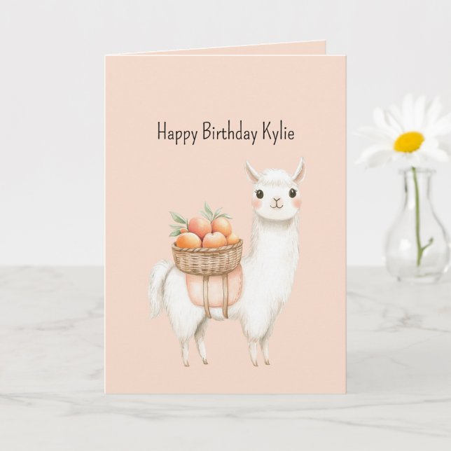 Carte Doux Anniversaire Lama Peche   (Petite plante)