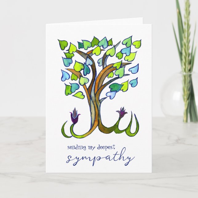 Carte Doux Coeur Arbre Condoléances Sympathie perte PERT (Devant)