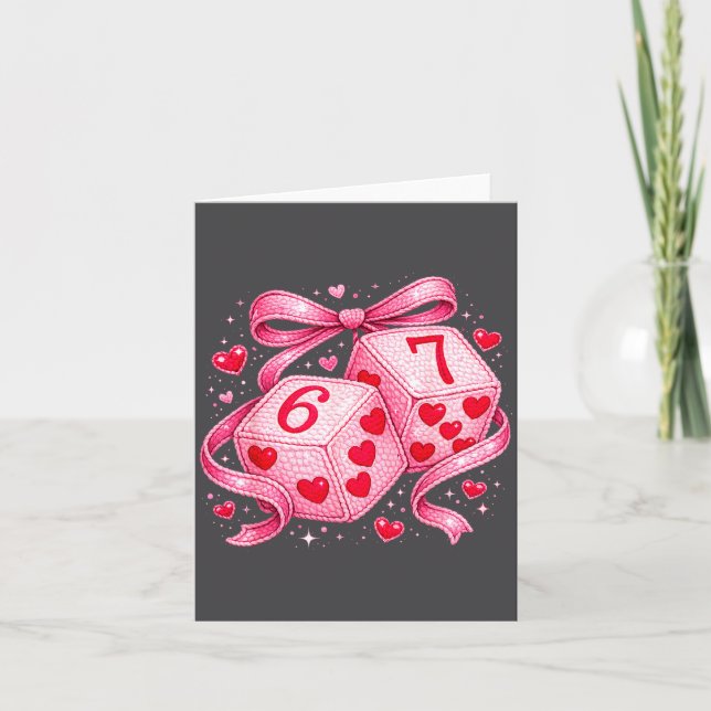 Carte Doux dés de la Saint-Valentin 6 7 Cœurs en peluche (Devant)