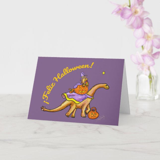 Carte Doux Dinosaure Halloween (Orchidée)