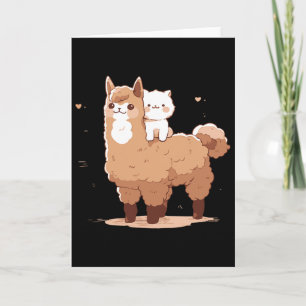 Carte Doux lama et chat 